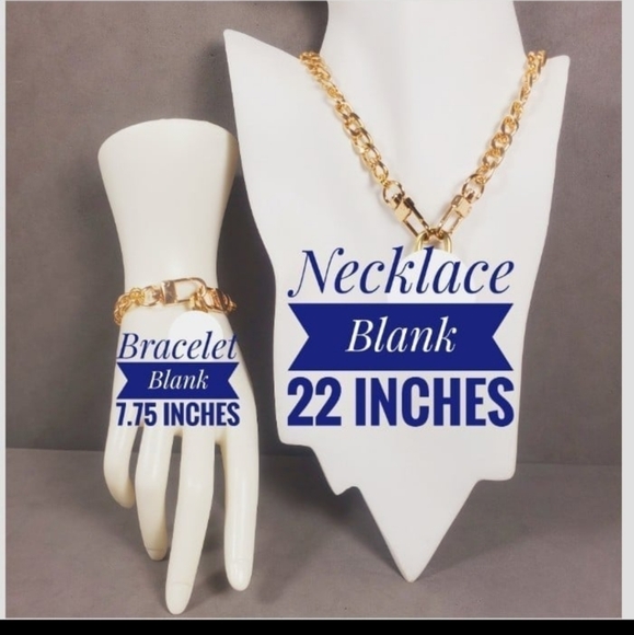 Jewelry - Chunky Necklace Bracelet Chain Set, Blank | Good for Lock & Key